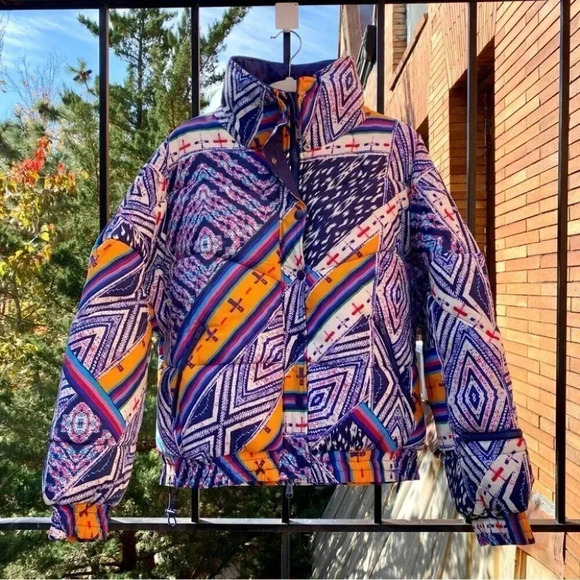 NWT Free People Powerhouse Puffer Jacket Coat Winter Ski Printed - Picture 1 of 15